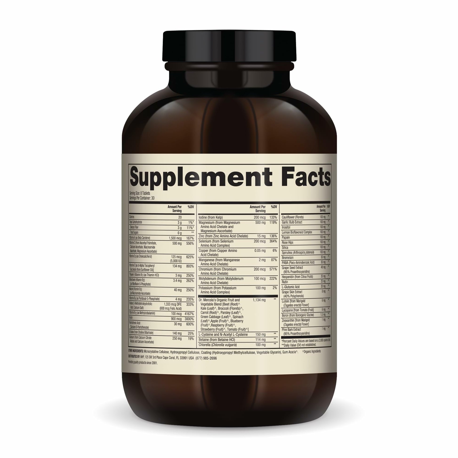 Dr. Mercola Whole-Food Complex with Added Multivitamin Plus Vital Minerals - Supports Nutrition & Immune Support - Bioavailable - GMO Free - 240 Tablets (30 Servings) Dr. MercolaBuy Supplements Australia