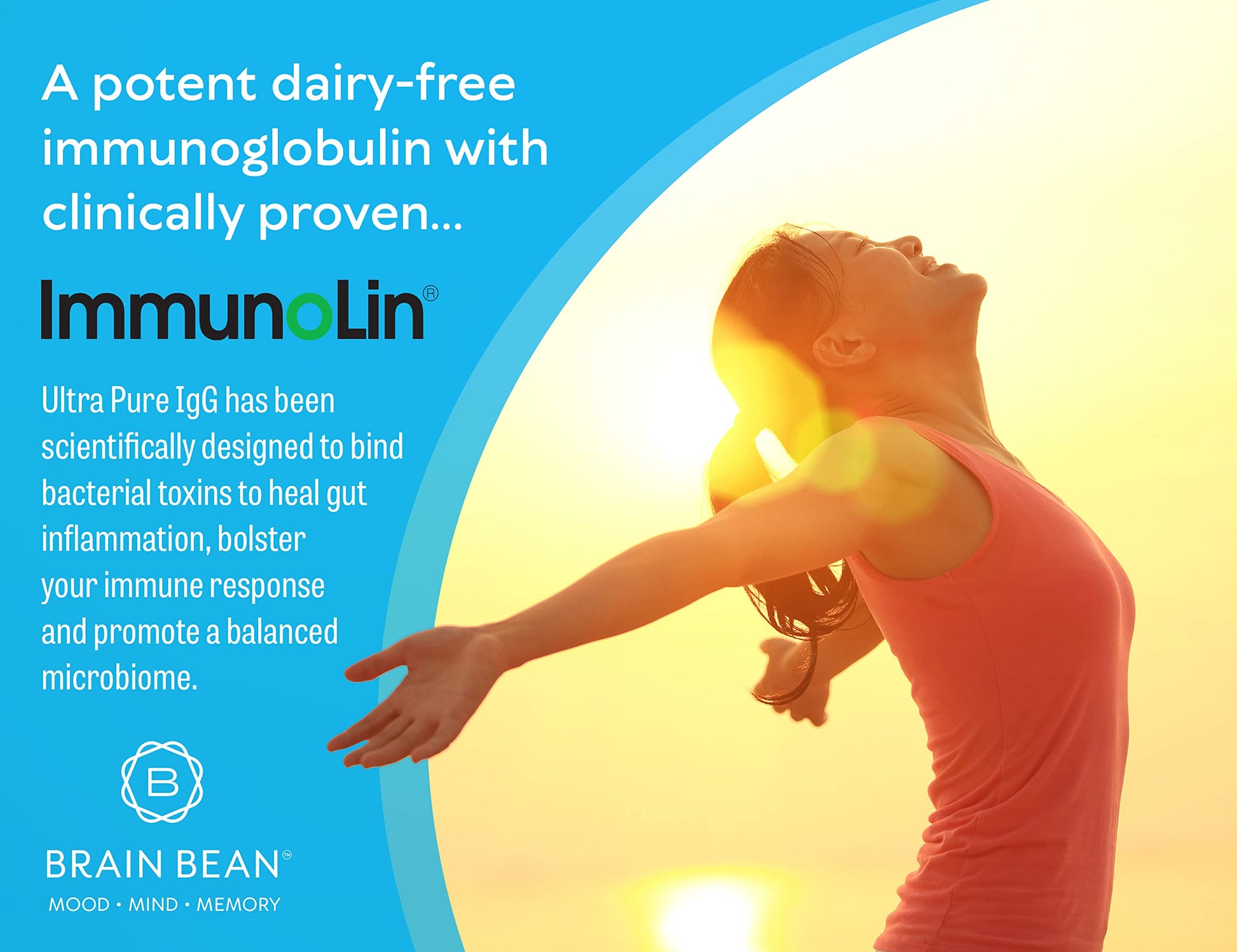 Brain Basics Ultra Pure IgG Supplement - Dairy-Free Supplement IgG-Immunolin Powder, Blended Vitamin & Mineral Supplements, 150g, 60 Servings Brain BeanBuy Supplements Australia