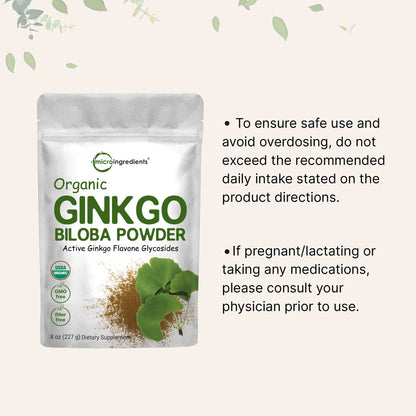 Micro Ingredients Raw Organic Ginkgo Biloba Powder, 8 Ounce (18 Months Supply) Micro IngredientsBuy Supplements Australia