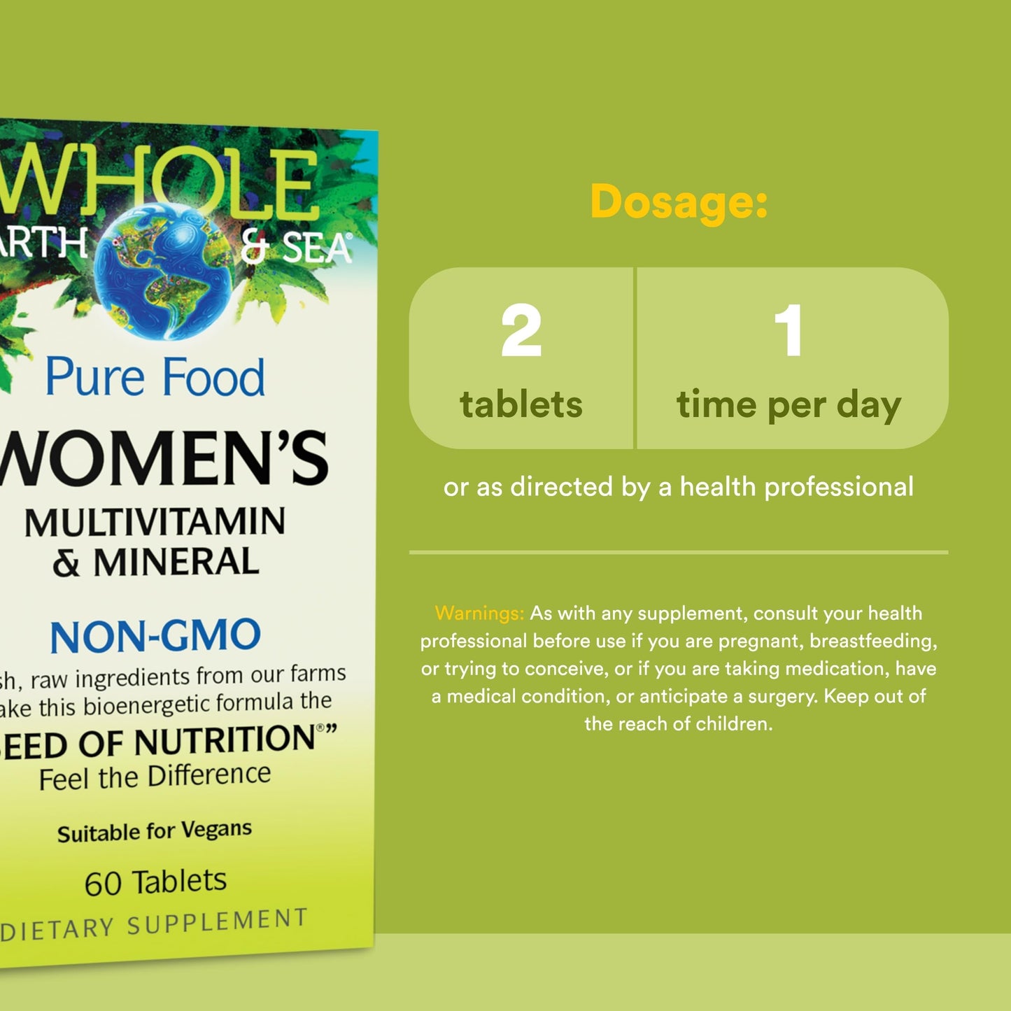 Whole Earth & Sea from Natural Factors, Women's Multivitamin & Mineral, Whole Food Supplement, Vegan, 60 tablets (30 servings) Natural FactorsBuy Supplements Australia