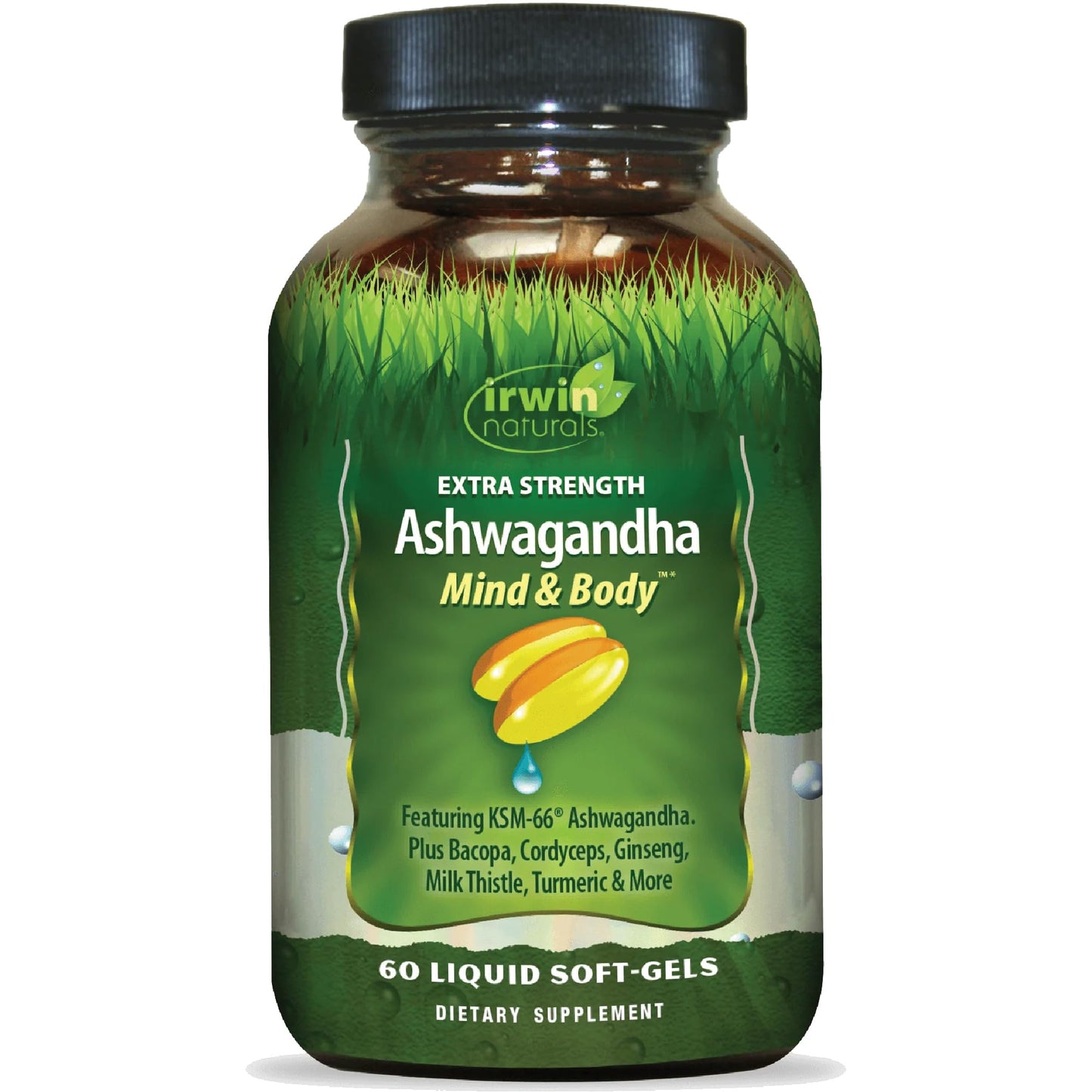 Irwin Naturals Extra Strength Ashwagandha - 60 Liquid Softgels - Helps Boost Physical & Mental Performance - with Turmeric & Milk Thistle Irwin NaturalsBuy Supplements Australia