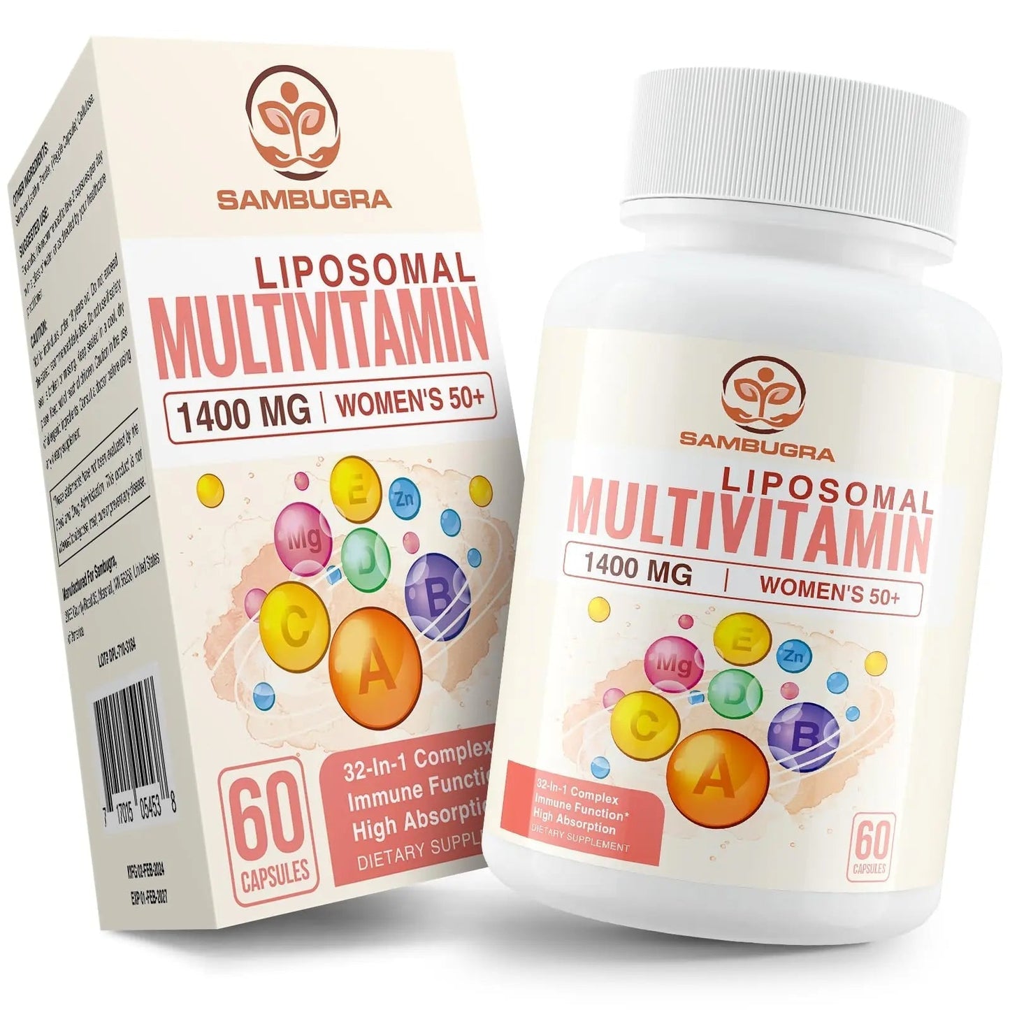 Sambugra Liposomal Multivitamin for Women 50+ - Women Daily Multivitamin with 32 Ingredients, CoQ10, Vitamins C, B, D, E Sambugra