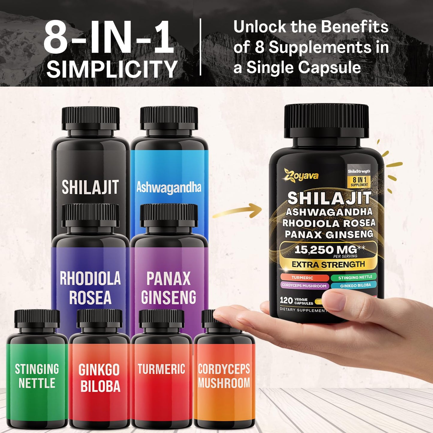 Zoyava Shilajit 9000MG Radiant Health Blend Ashwagandha 2000MG Rhodiola Rosea ZoyavaBuy Supplements Australia