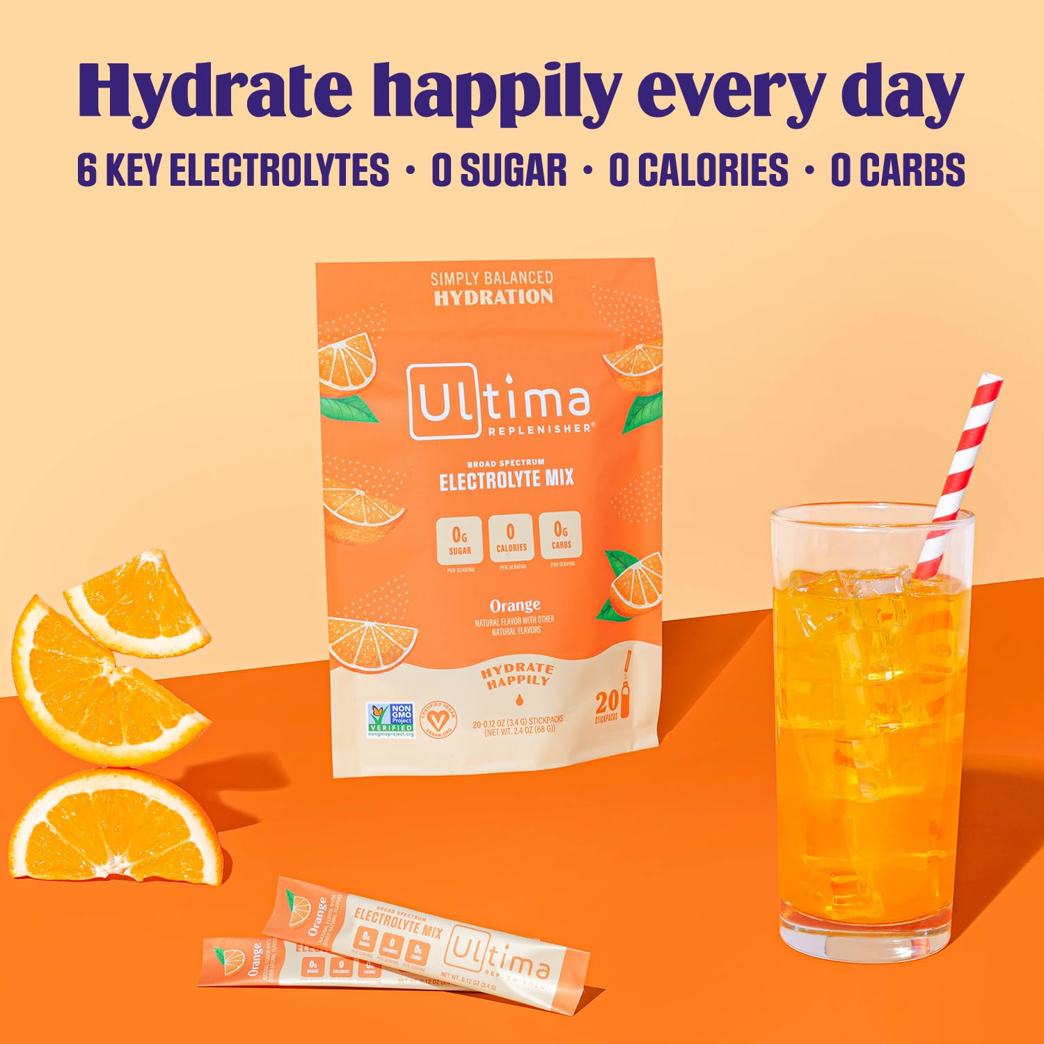 Ultima Replenisher Daily Electrolyte Drink Mix – Orange, 20 Stickpacks – Hydration Ultima ReplenisherBuy Supplements Australia