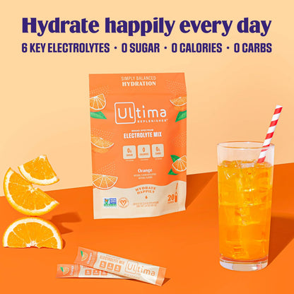 Ultima Replenisher Daily Electrolyte Drink Mix – Orange, 20 Stickpacks – Hydration Ultima ReplenisherBuy Supplements Australia