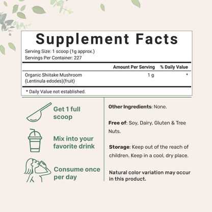 Sustainably US Grown, Organic Shiitake Mushrooms Powder, 8 Ounce Micro IngredientsBuy Supplements Australia