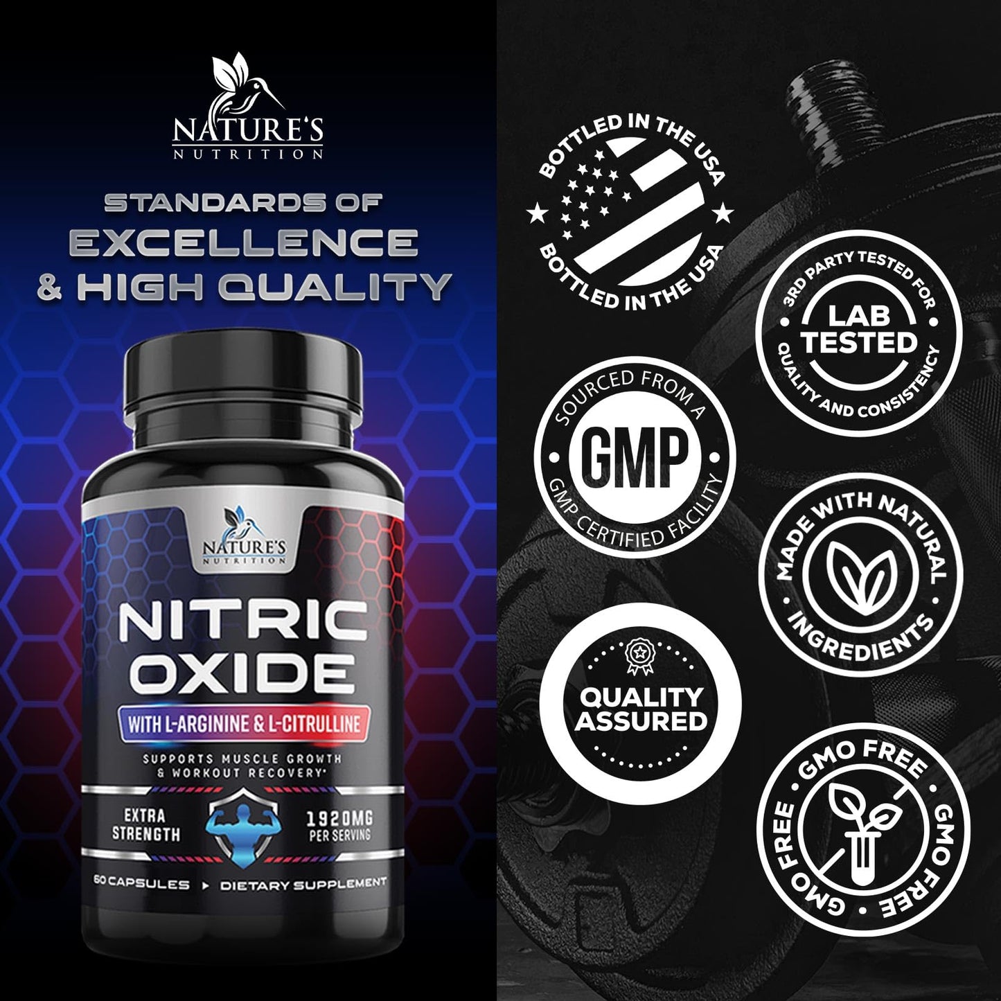 Extra Strength Nitric Oxide Supplement L Arginine 3X Strength - Citrulline Malate, AAKG Nature's NutritionBuy Supplements Australia