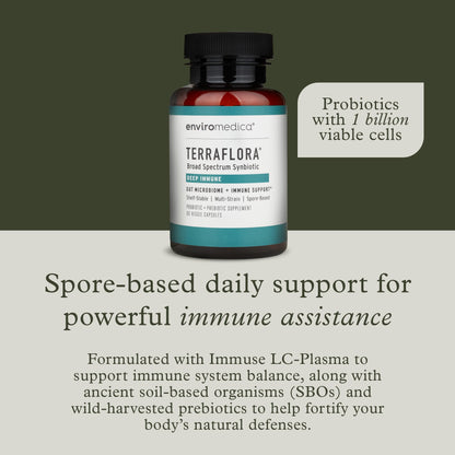 Terraflora Deep Immune Synbiotic- SBO Probiotic and Prebiotic, Immune Support, Gut Health, Soil Based Spore Pre and Probiotics for Women and Men, LC-Plasma, Bacillus Coagulans, Subtilis, 60 Capsules EnviromedicaBuy Supplements Australia