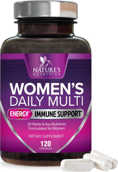 Multivitamin for Women - with Vitamins A, C, D, E, B6, B12, Zinc, Calcium & Magnesium, Womens Daily Multi Vitamin Multimineral Supplement for Bone Health, Energy & Immune Support - 120 Capsules Nature's NutritionBuy Supplements Australia