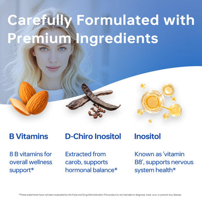 HUJ High-Activity B Vitamins - Supports Normal Energy Metabolism & Nerve System Health - Supplement with 8 B Vitamins, Inositol and D-Chiro Inositol - 60 Capsules. HUJBuy Supplements Australia