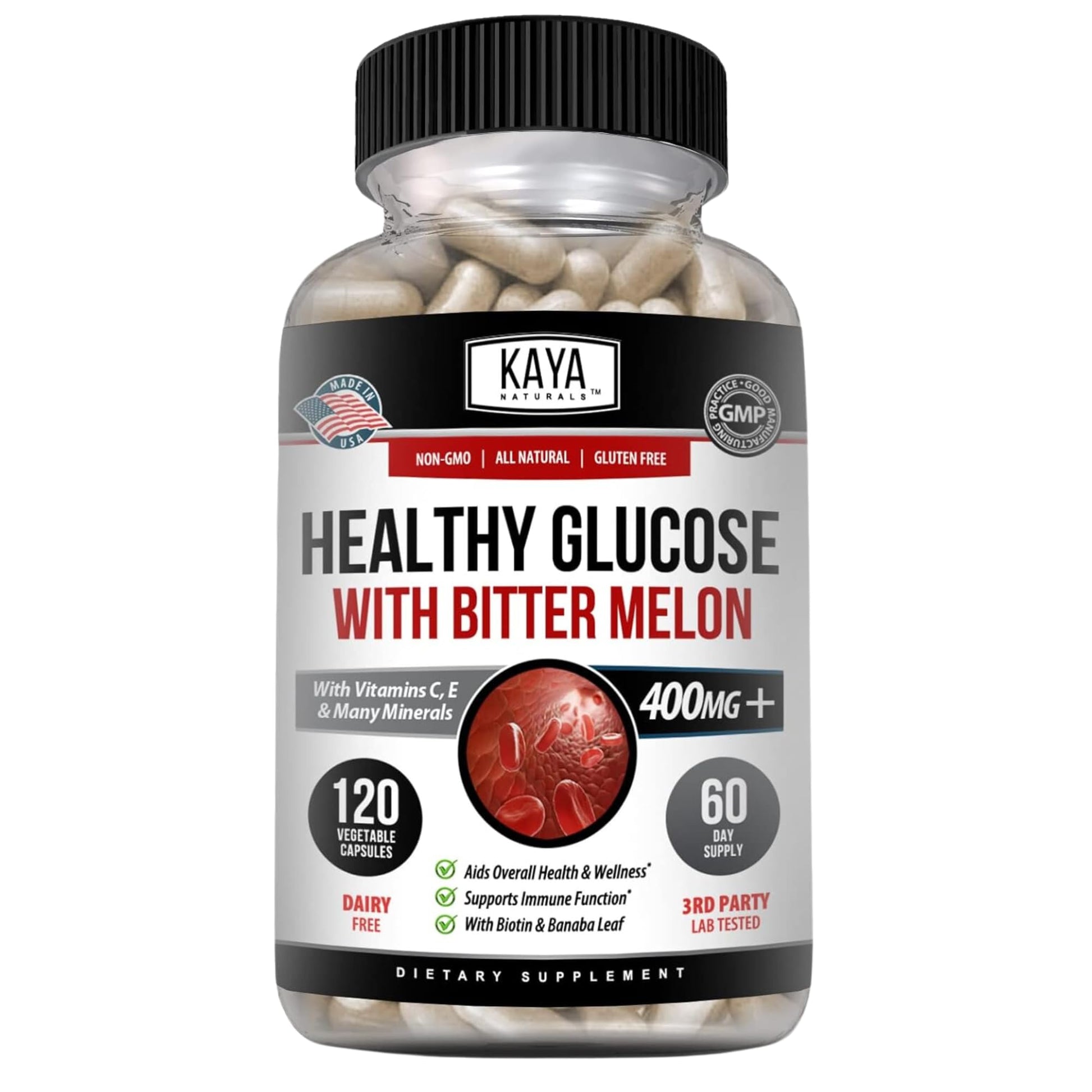 Kaya Naturals Healthy Gluco with Bittermelon Supplement | Support Healthy Levels and Function, 20 Herbs Vitamins and Minerals, Alpha Lipoic Acide, Cinnamon, Vitamin C & E, Non-GMO (120 Count) Kaya NaturalsBuy Supplements Australia