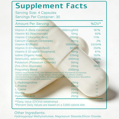 Hair Growth Biotin 10000mcg Supplement with Vitamins A C D E & Calcium - 30-in-1 Formula for Hair & Nails Support, for Women & Men, 30 Servings (1) WOJJBuy Supplements Australia