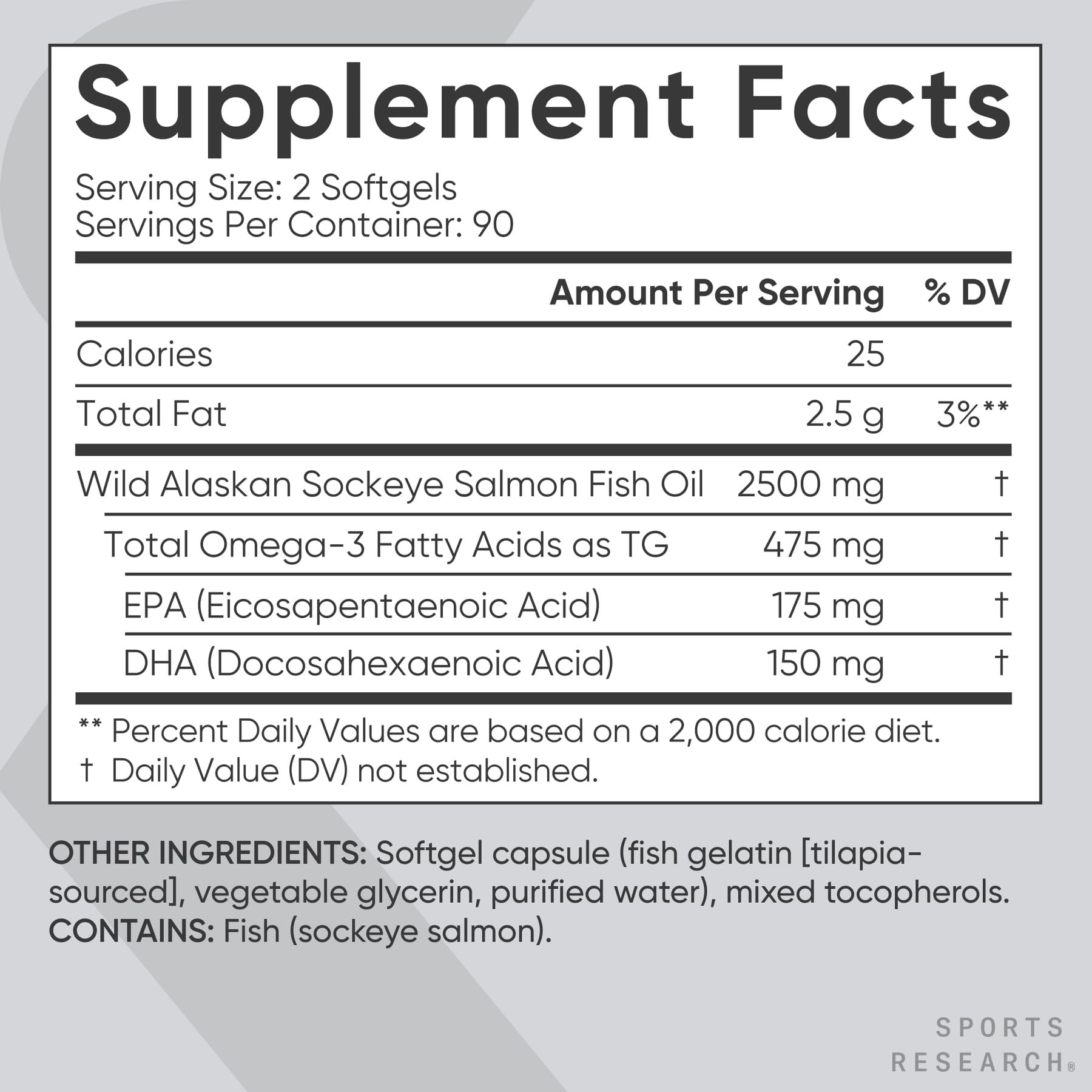 Sports Research® Salmon Oil - Single-Source Wild Alaskan Sockeye | 2500 mg per Serving w/EPA & DHA Fatty Acids | MSC Certified - 180 Count Softgels Sports ResearchBuy Supplements Australia