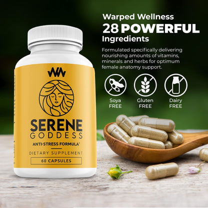 Warped Wellness Womens Supplement That Boosts Mood, Helps Relax The Mind & Body, Relieves Tension & Worries| Magnolia Bark for Female Specific Help| Serene Goddess | Vitamin Helps Boost Mood Warped WellnessBuy Supplements Australia