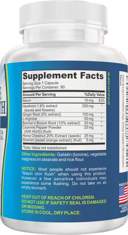 8-in-1 Vein & Leg Health Circulation Support Supplements | Leg + Vein Formula | Circulatory Support Supplement | 1-Month Supply | 90 Capsules Elevate Recovery SupplementsBuy Supplements Australia