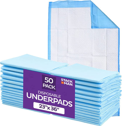 Chucks Pads Disposable [50-Pack] Underpads 23x36 Incontinence Chux Stack ManBuy Supplements Australia