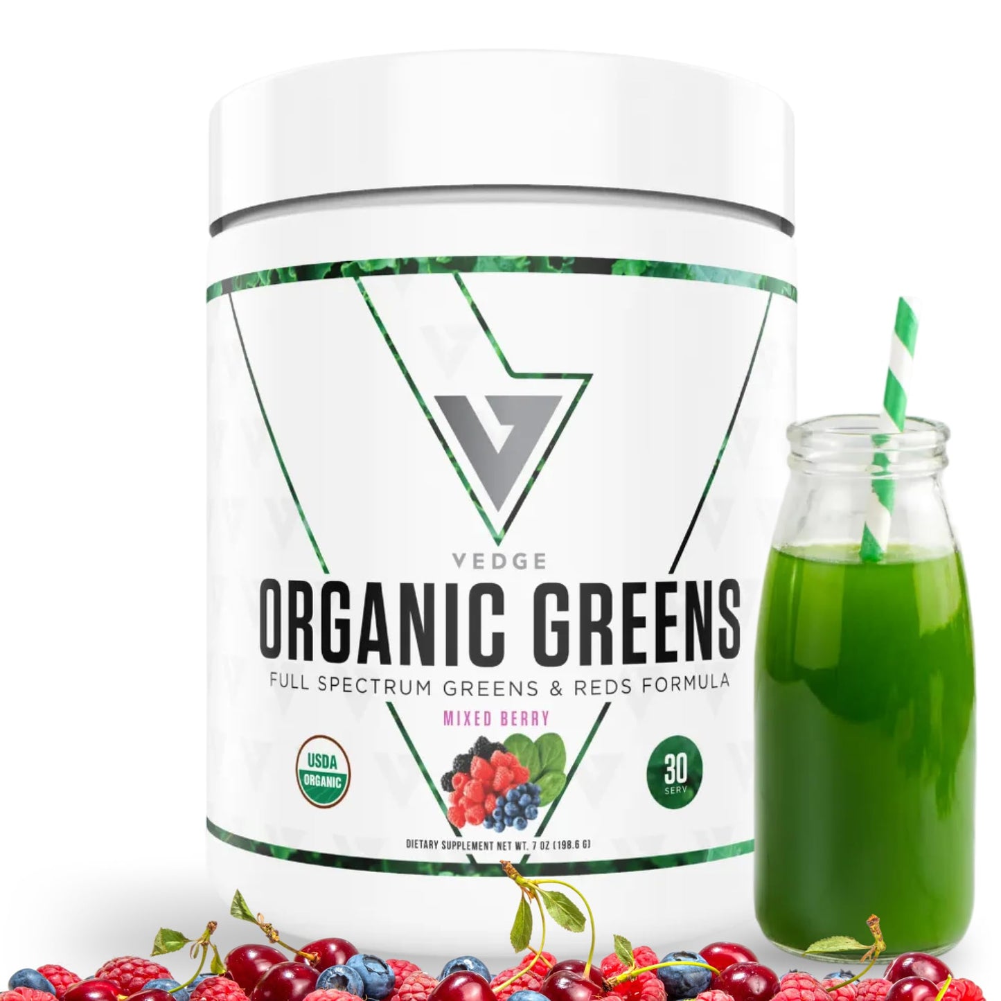 VEDGE Nutrition Organic Greens - Vegan Plant-Based Greens Superfood Powder - Drink Mix for Energy, Antioxidants & Recovery - Full Spectrum Greens for Athletes - 30 Servings - Mixed Berry Flavor VEDGEBuy Supplements Australia