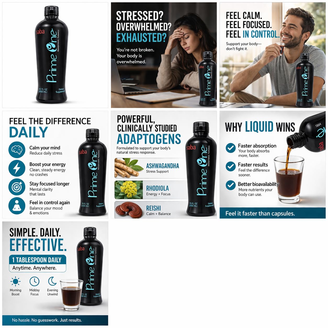 HerbFuse Ashwagandha Liquid Shots – Stress Relief Supplement for Calm Mood & Energy Support – Adaptogen Formula with Rhodiola, Reishi & Ginseng – Fast Absorption – 30 Servings – Saba Prime One HerbFuseBuy Supplements Australia