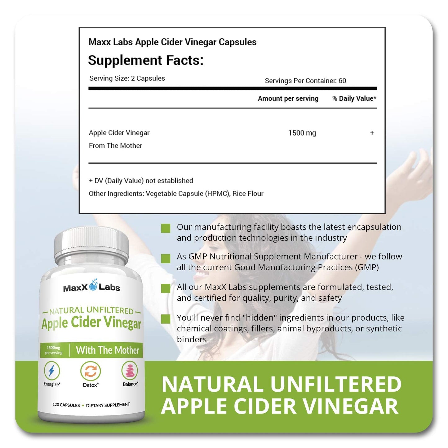 Apple Cider Vinegar Capsules with The Mother - Healthy Keto Diet Supplements MaxX LabsBuy Supplements Australia