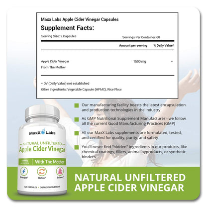 Apple Cider Vinegar Capsules with The Mother - Healthy Keto Diet Supplements MaxX LabsBuy Supplements Australia