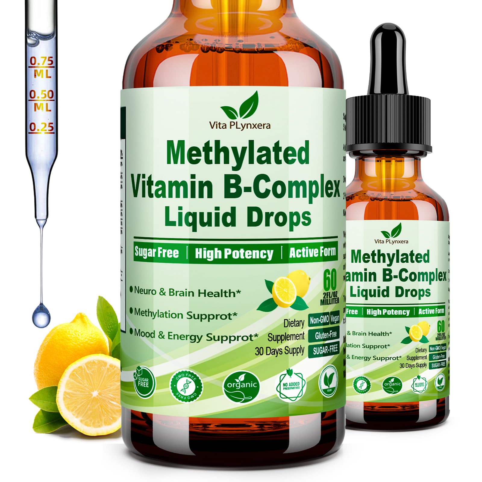 Methylated B Complex Liquid Drop Complete 9-in-1 Methyl B Vitamins w. B12 Methylfolate Inositol Choline TMG Vitamin C E, Super B-Complex Methylated for MTHFR Support, Energy Mood Nerve & Brain Health1 Vita PLynxeraBuy Supplements Australia