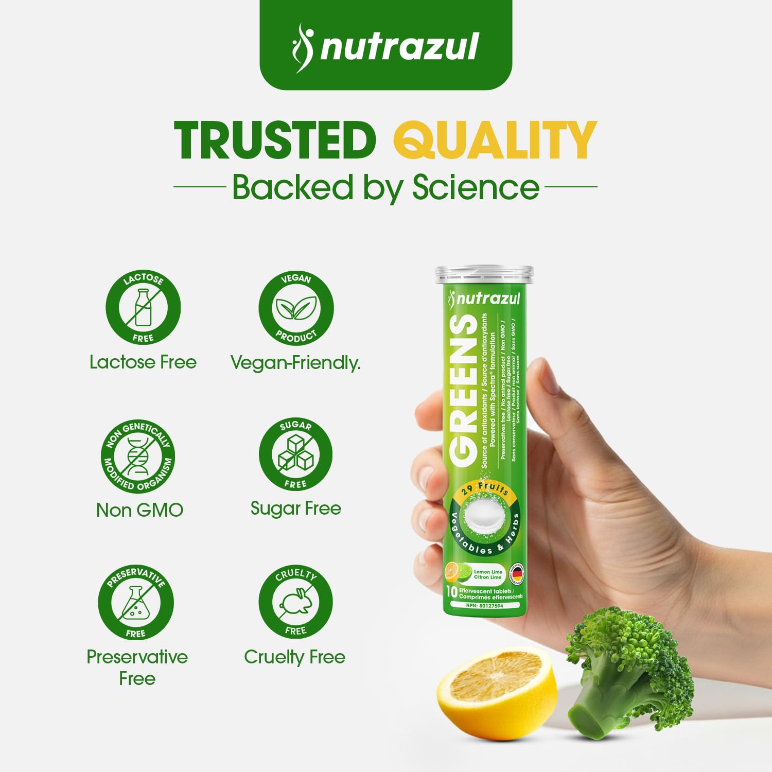 nutrazul Greens Effervescent Tablets - Daily Super Greens Supplement with 29 Superfoods - Antioxidant & Immune Support - Lemon Lime Flavor - Non-GMO - 30 Tablets nutrazulBuy Supplements Australia