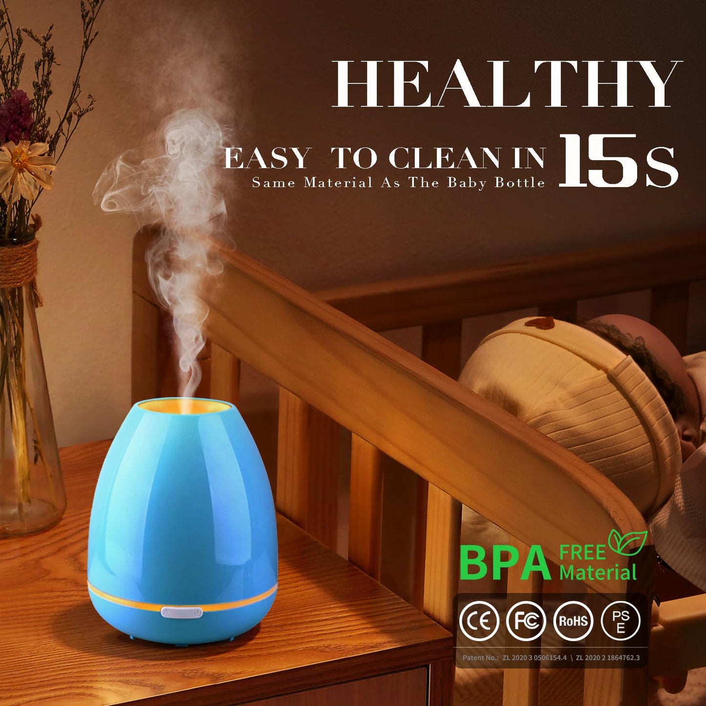 Essential Oil Diffuser for Bedroom Small Humidifier for Home Cool Mist Scent Diffuser 300ml 20 Hours FashomeBuy Supplements Australia