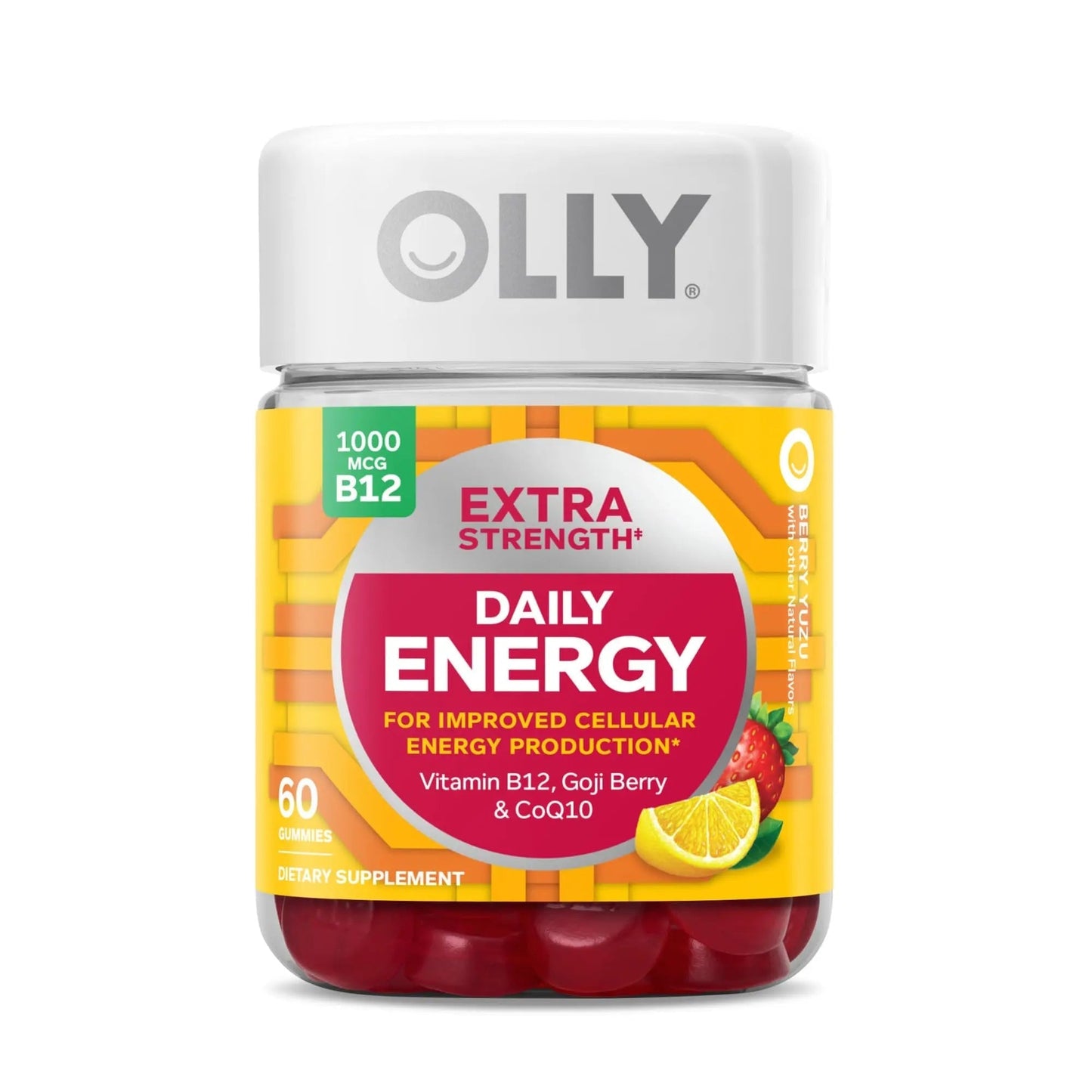 OLLY Men's Multivitamin Gummy, Overall Health and Immune Support, Vitamins A, C, D, E, B, Lycopene & Extra Strength Daily Energy Gummy OLLY