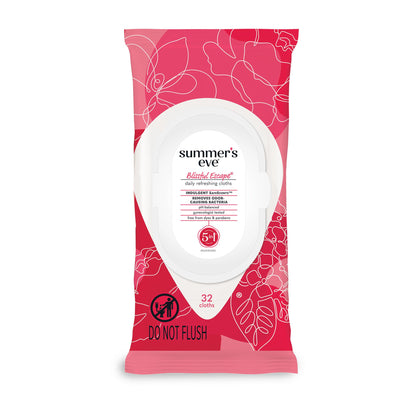Summer's Eve Blissful Escape Daily Refreshing Feminine Wipes, Removes Odor, pH balanced, 32 Count