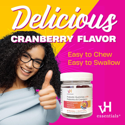 vH essentials Probiotic Gummies with Prebiotics & Cranberry, Concentrated Extract vH essentialsBuy Supplements Australia