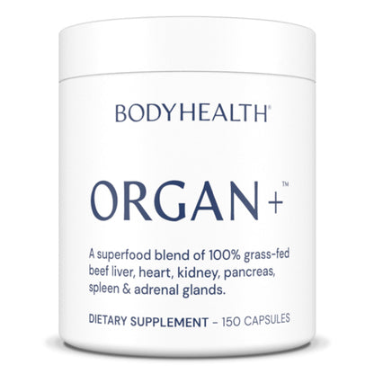 BodyHealth Organ+ Grass-Fed Glandular Organ Complex, Grassfed Beef Organ Supplement, Dessicated Beef Liver, Heart, Kidney, Pancreas, Spleen, Non GMO, Adrenal, Supplement, (150 Capsules) BodyHealthBuy Supplements Australia