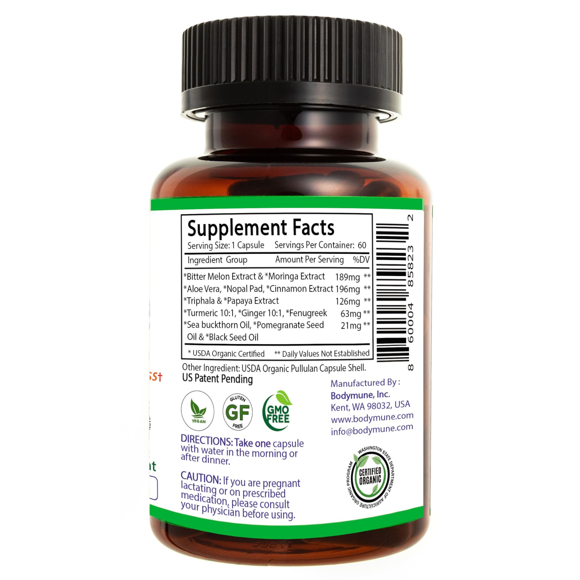Bodymune USDA Organic Blood Sugar Blend | Supports Healthy Metabolism* | with Bitter Melon, Moringa, Aloe Vera, Nopal, Papaya Extracts & More | 60-Day Supply | Vegan & Non-GMO | USA-Made BodymuneBuy Supplements Australia