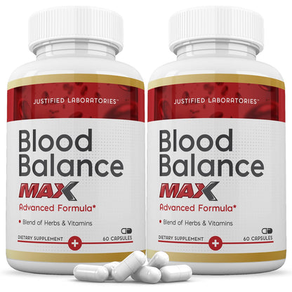 Justified Laboratories (2 Pack Blood Balance Max 1295MG Formula Supplement Pills 120 Capsules Justified LaboratoriesBuy Supplements Australia