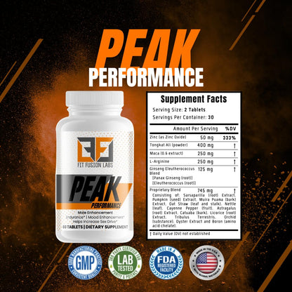 Fit Fusion Labs Peak Performance Natural Male Enhancement & Energy Booster – Tongkat Ali, Maca, Zinc & Ginseng – Supports Stamina, Strength & Recovery – 60 Tablets Fit Fusion LabsBuy Supplements Australia
