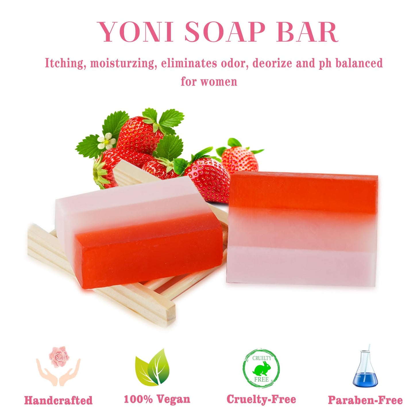 2Pcs Strawberry Yoni Bars and Yoni Oil Set for Feminine Wash, Yoni Wash for Cleanse Vaginal Balance PH tovaginshBuy Supplements Australia