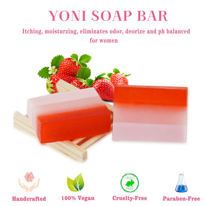 2Pcs Strawberry Yoni Bars and Yoni Oil Set for Feminine Wash, Yoni Wash for Cleanse Vaginal Balance PH tovaginshBuy Supplements Australia