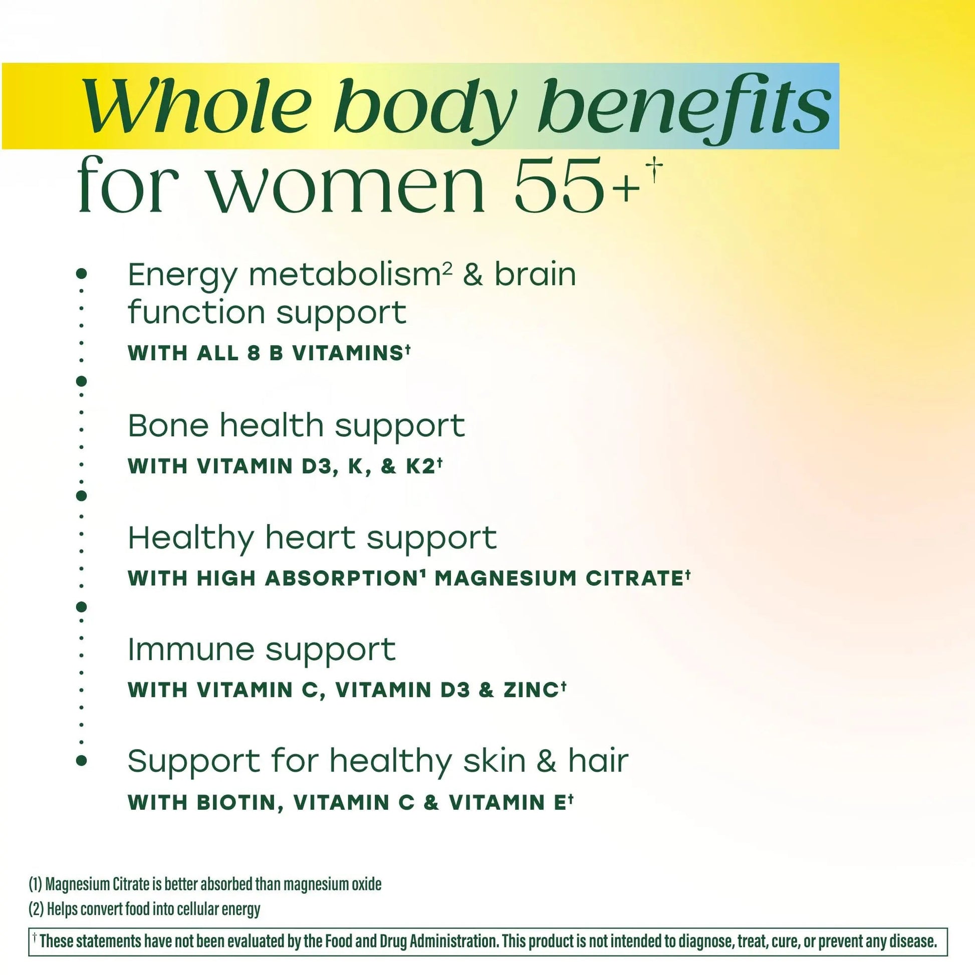 MegaFood Whole Body 55+ Womens Multivitamin - Multivitamin for Women - Vitamin D3 K2, Magnesium Citrate, Biotin & Folate - Bone Health MegaFood