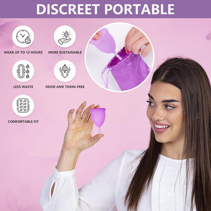 AURUZA Menstrual Cups, Set of 2 Reusable Period Cups Kit for Girls & Women, Silicone Soft Cups AURUZABuy Supplements Australia