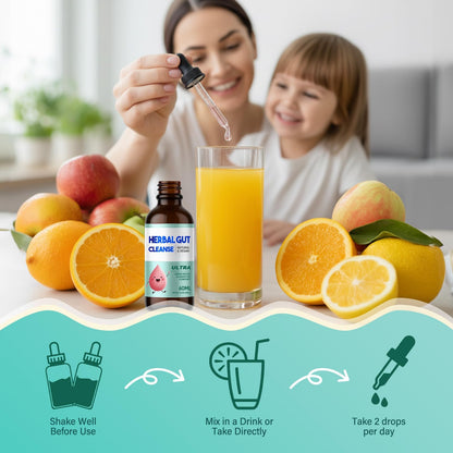 Kids Herbal Gut Cleanse Drops, Parasite Cleanse for Humans Liquid with Wormwood, Black Walnut & Probiotics, Supports Digestive & Overall Gut Health for Children (2 oz) HerbXBuy Supplements Australia