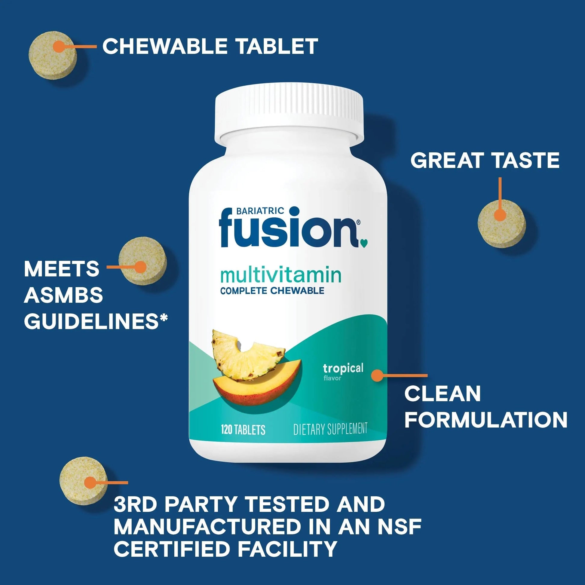Bariatric Fusion Bariatric Multivitamin with Iron Complete Chewable | Tropical Flavor | Post Bariatric Vitamins Bariatric FusionBuy Supplements Australia