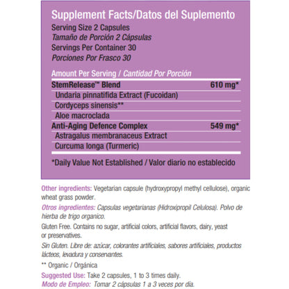 Stemtech Stemrelease3 Cutting-Edge Stem Cell Nutrition for Natural Renewal and Youthful Vitality, Exclusive Blend for Enhanced Telomere Health, 60 Capsules StemTechBuy Supplements Australia