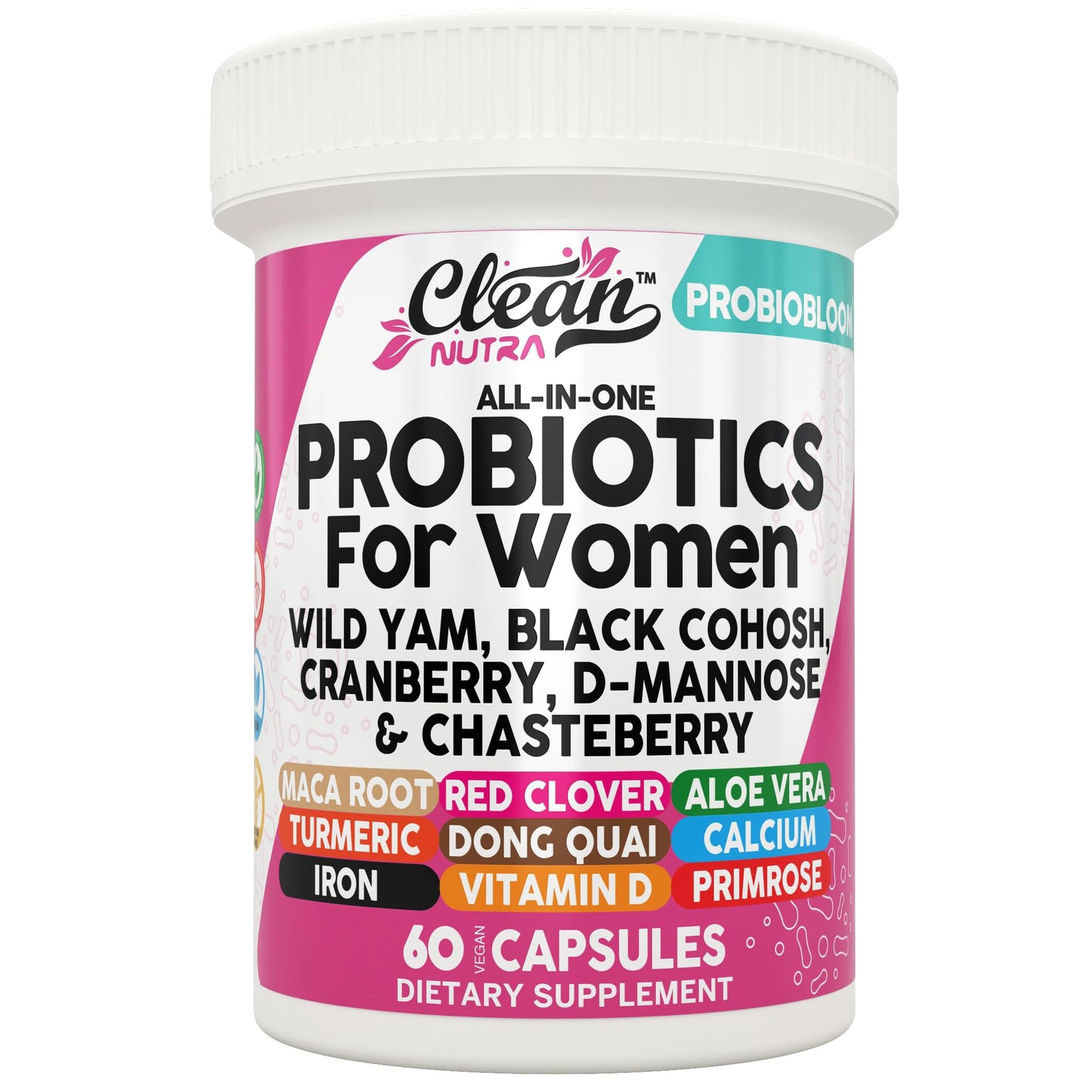 Clean Nutraceuticals Probiotics for Women with D Mannose, Cranberry Extract, Wild Yam, Chasteberry - 20 Probiotic and Prebiotic Strains - PH Balance, Womens Probiotic for Digestive Health - 60 Count Clean NutraceuticalsBuy Supplements Australia