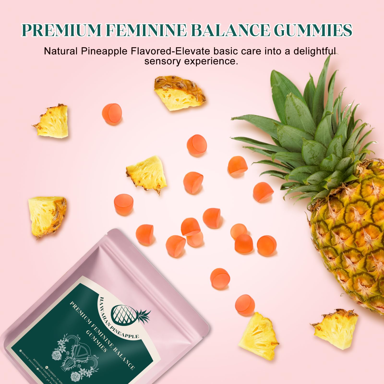 KLKIT Premium Feminine Balance Gummies, Pineapple Vaginal Probiotics for Women, pH Balance Feminine Gummies for Immune Support, Vegan & Gluten Free, 60 Count (30 Servings) KLKITBuy Supplements Australia