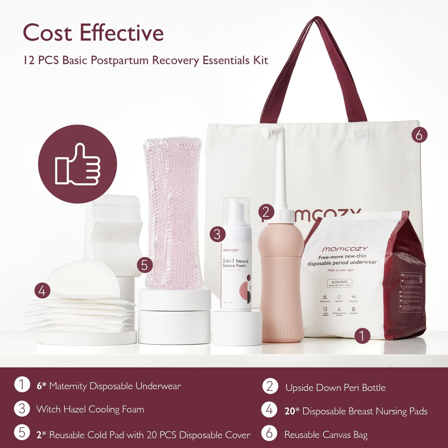 Momcozy Postpartum Recovery Essentials Kit, Labor Delivery Mom Care Kit, Self-Absorbent Disposable MomcozyBuy Supplements Australia