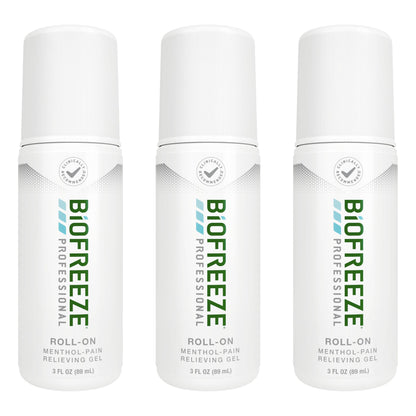 Biofreeze Professional Pain Relief Roll On, Travel Size Arthritis Discomfort Reliever, Fast Acting & Long Lasting Formula, Cooling Menthol Gel 3 Fl Oz (Pack of 3) BiofreezeBuy Supplements Australia