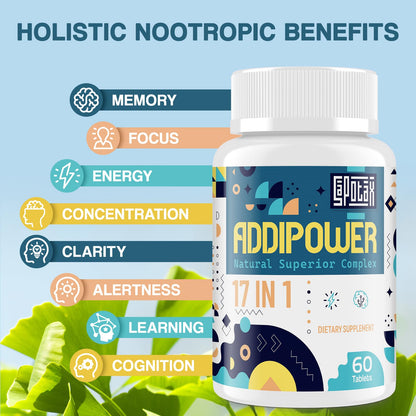 17-in-1 Brain Supplement for Memory and Focus | Nootropic Brain Supplement for Mental Clarity, Concentration, Alertness | Natural Nootropics with Herbal Extracts, Vitamins & Amino Acids (60 Tablets) SapotaxBuy Supplements Australia