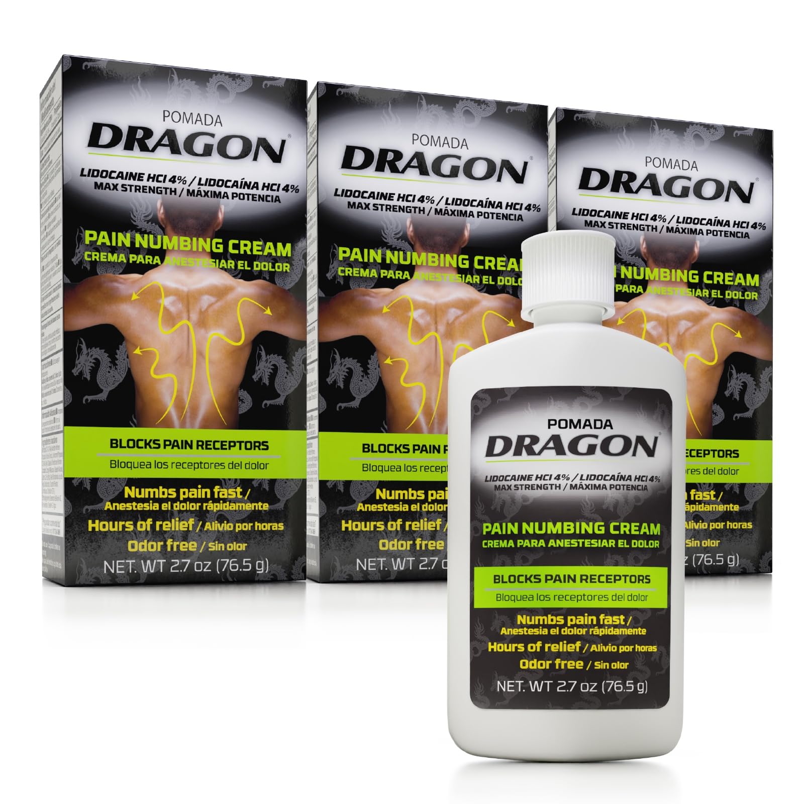 Dragon Numbing Cream Lidocaine 4% Maximum Strength Numbing Cream, Topical analgesic with Lidocaine for Muscle Relief, Pain Cream for Knees and Feet, 2.7 Oz (3 Pack) DRAGONBuy Supplements Australia