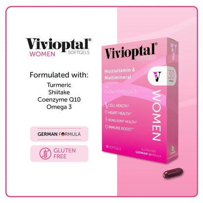 Vivioptal Women, 30 Capsules, CoQ10 & Omega-3, Multivitamin & Multimineral, Gluten Free, German Formula Vivioptal VitaminsBuy Supplements Australia