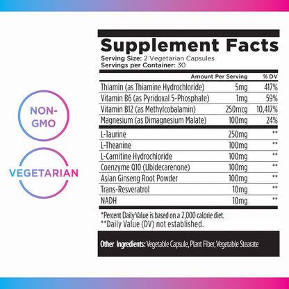 Livingood Daily Energy Support, 11-in-1 Supplement with Magnesium, Vitamin B6, B12, Amino Acids, L Carnitine, CoQ10, Ginseng & L Theanine, Supports Natural Energy for Men & Women, Vegan, 60 Capsules Livingood DailyBuy Supplements Australia
