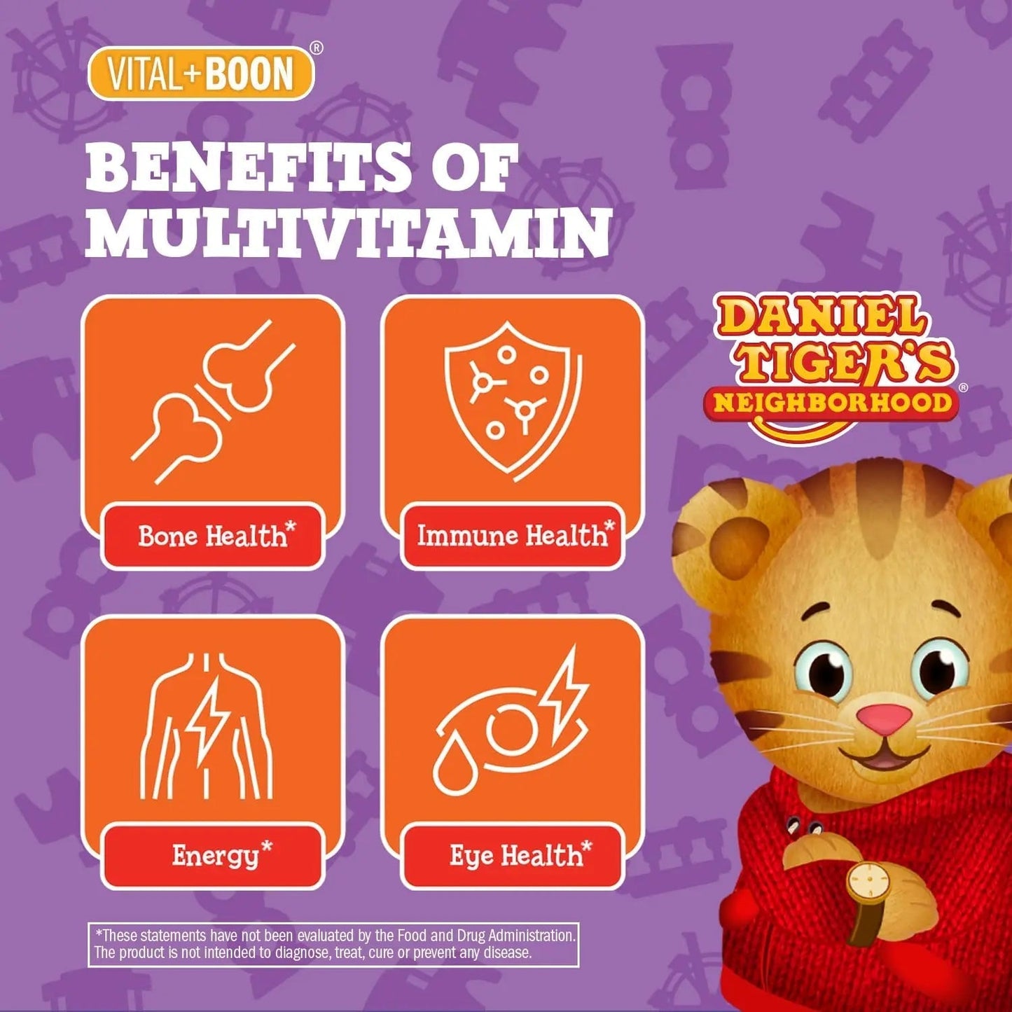 Daniel Tiger - Kids Multivitamin Gummies (60 Gummy Bottle) Toddler 2+ & Kids Vitamins - 12 Essential Vitamins & Minerals to Support Bone Health, Energy Vital+BoonBuy Supplements Australia